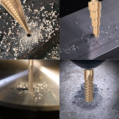 JUEGO DE BROCAS ESCALONADAS TITANIO