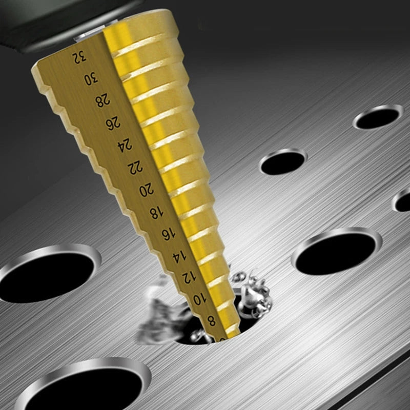 JUEGO DE BROCAS ESCALONADAS TITANIO